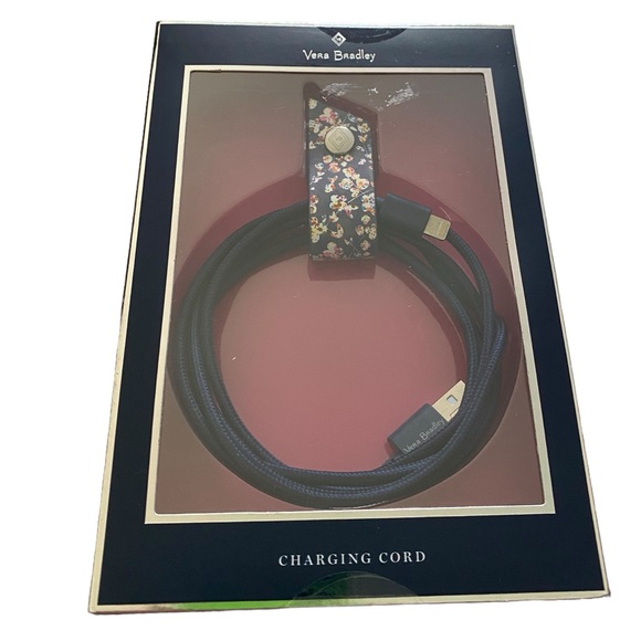 VERA BRADLEY 5’ Long 8-Pin Charging Woven Cable with Leatherette Cord Keeper - Picture 2 of 5